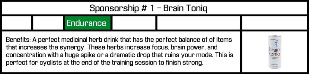 Sponsorship Category Chart - 1. Brain Toniq